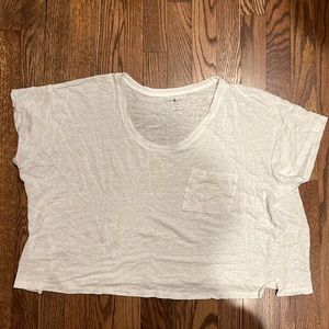 Lou & Grey Linen White Oversized Crop Top